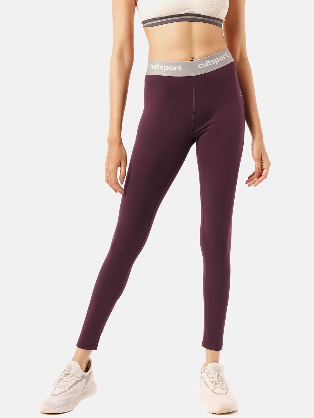 Cultsport Women Burgundy Solid Absolute Fit Workout Tights Price in India