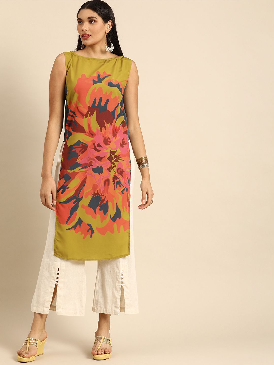 Anouk Women Multicoloured Floral Printed Kurta Price in India