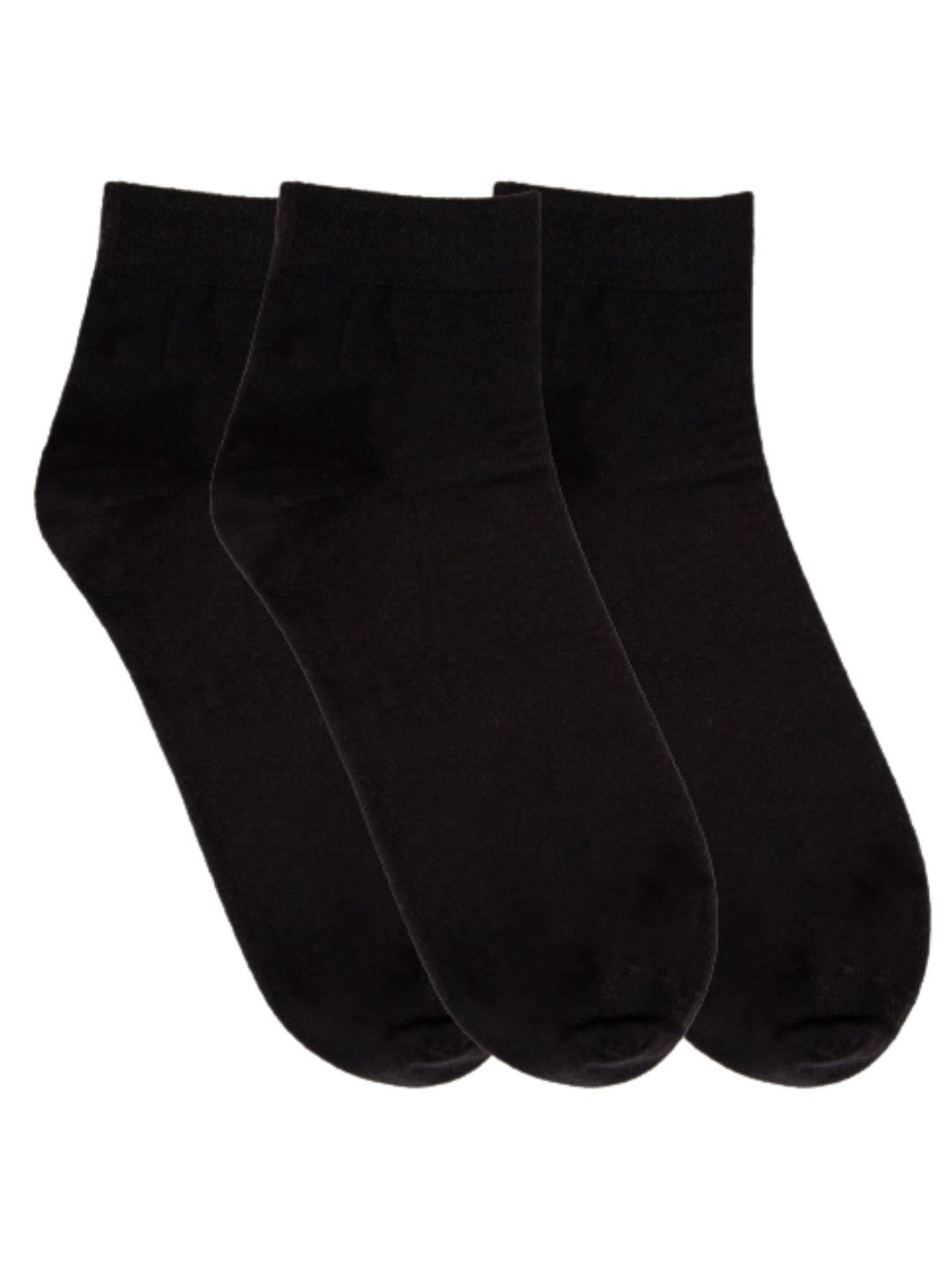 N2S NEXT2SKIN Men Pack Of 3 Black Solid Combed Cotton Ankle-Length Socks