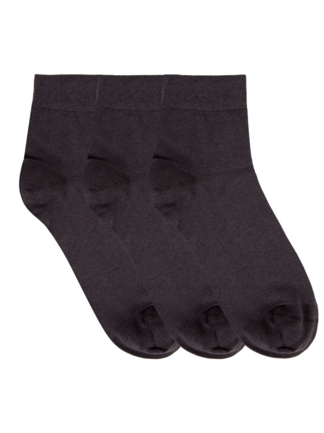 N2S NEXT2SKIN Men Pack Of 3 Grey Solid Combed Cotton Ankle-Length Socks