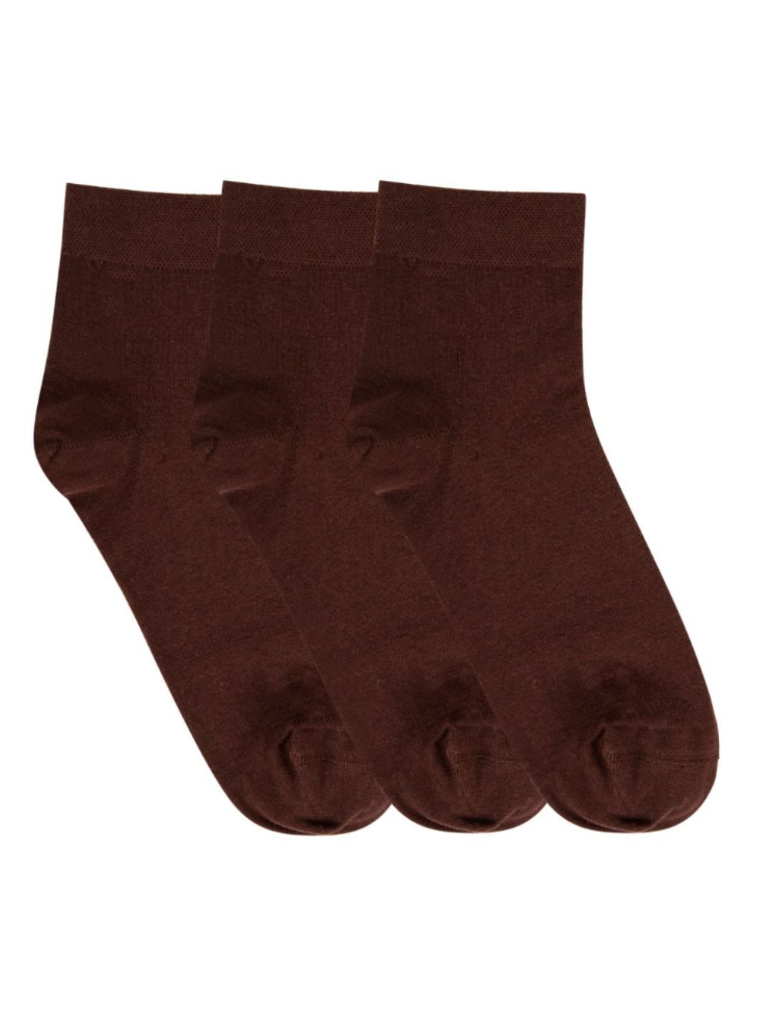 N2S NEXT2SKIN Men Pack Of 3 Brown Solid Combed Cotton Ankle-Length Socks