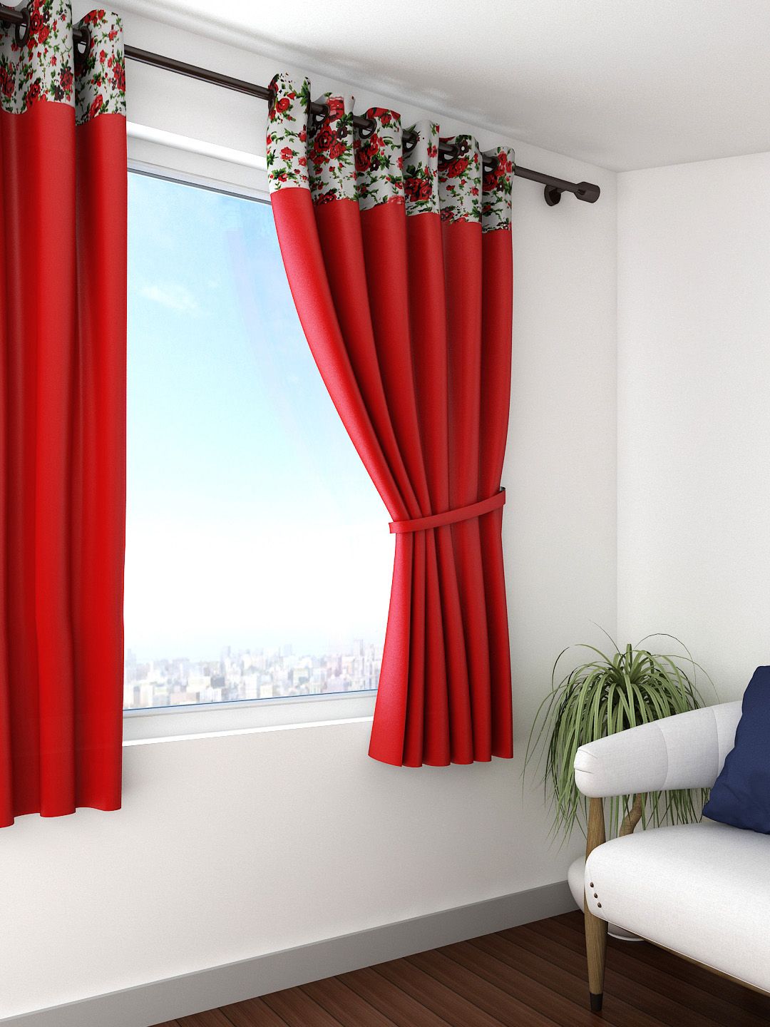 SWAYAM Red Single Window Curtain Price in India