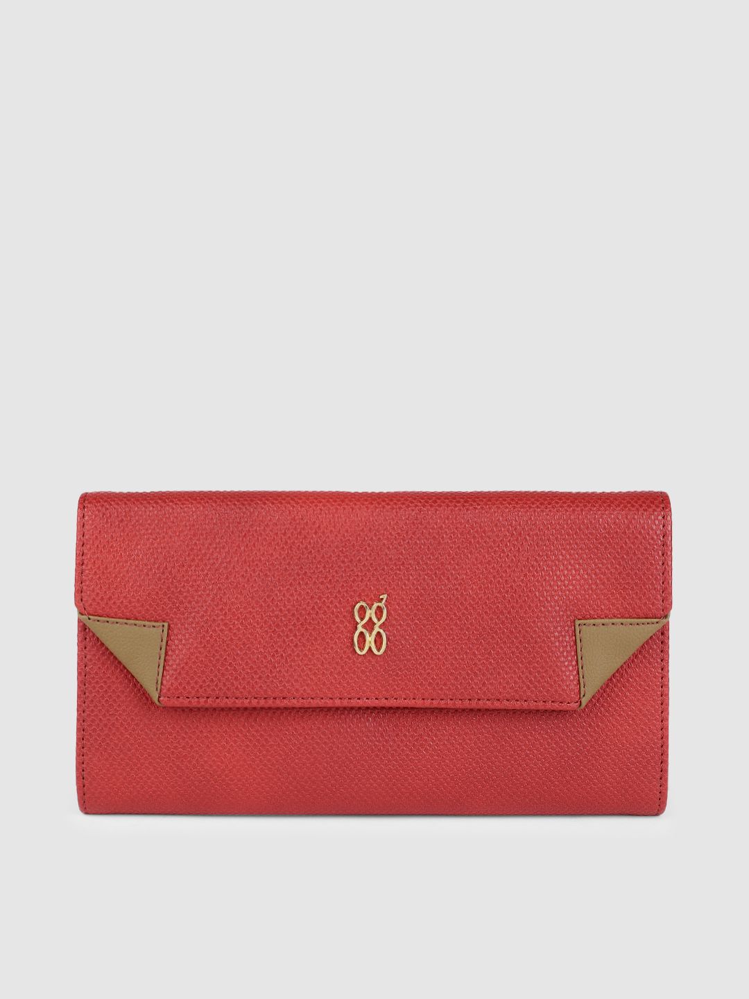 Baggit Women Red Textured Three Fold Wallet Price in India