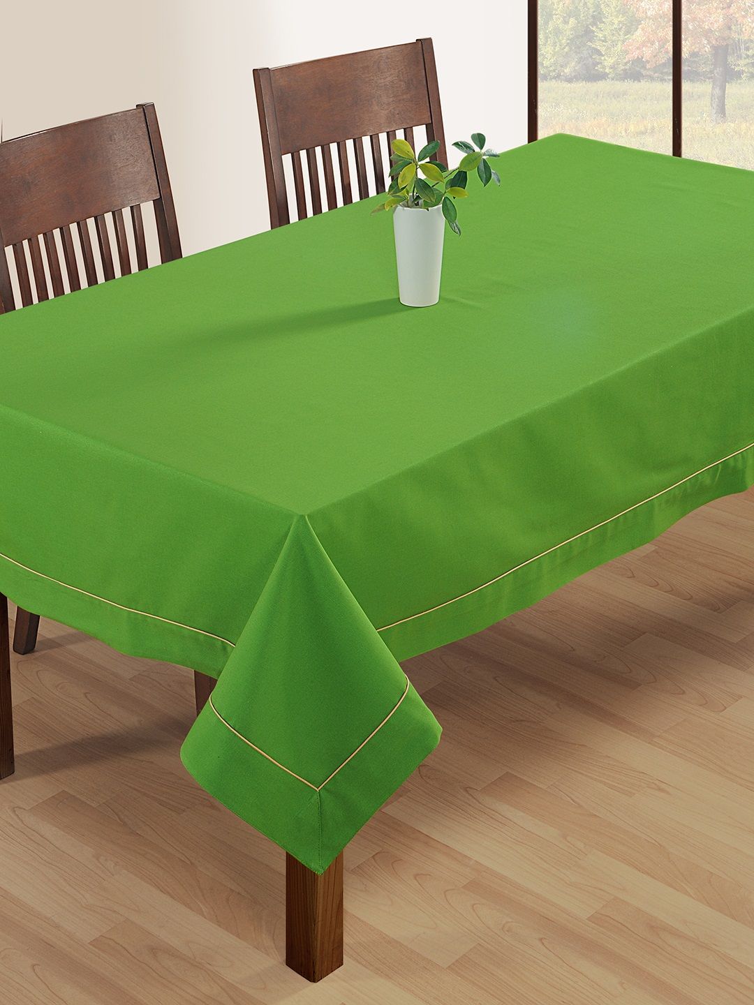 SWAYAM Green Rectangular 90" x 60" Cotton Table Cloth Price in India