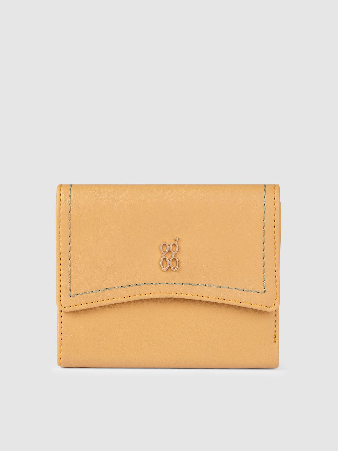 Baggit Women Yellow Solid Three Fold Wallet Price in India