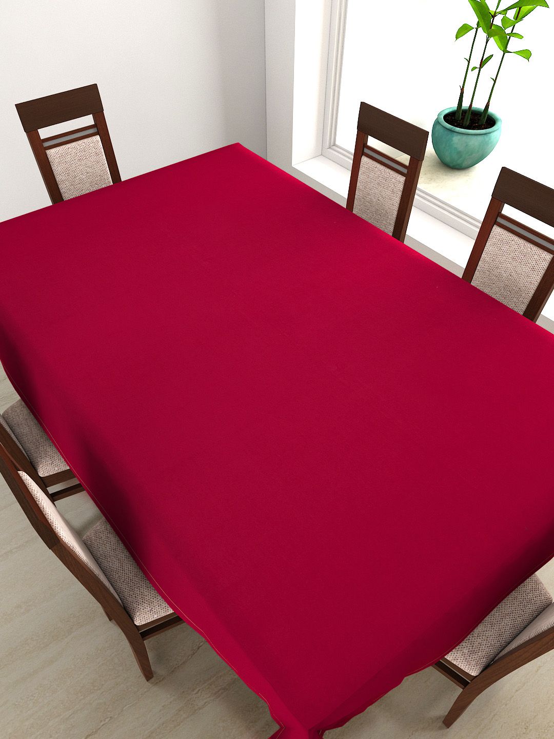 SWAYAM Red Rectangular 90" X 60" Cotton Table Cloth Price in India