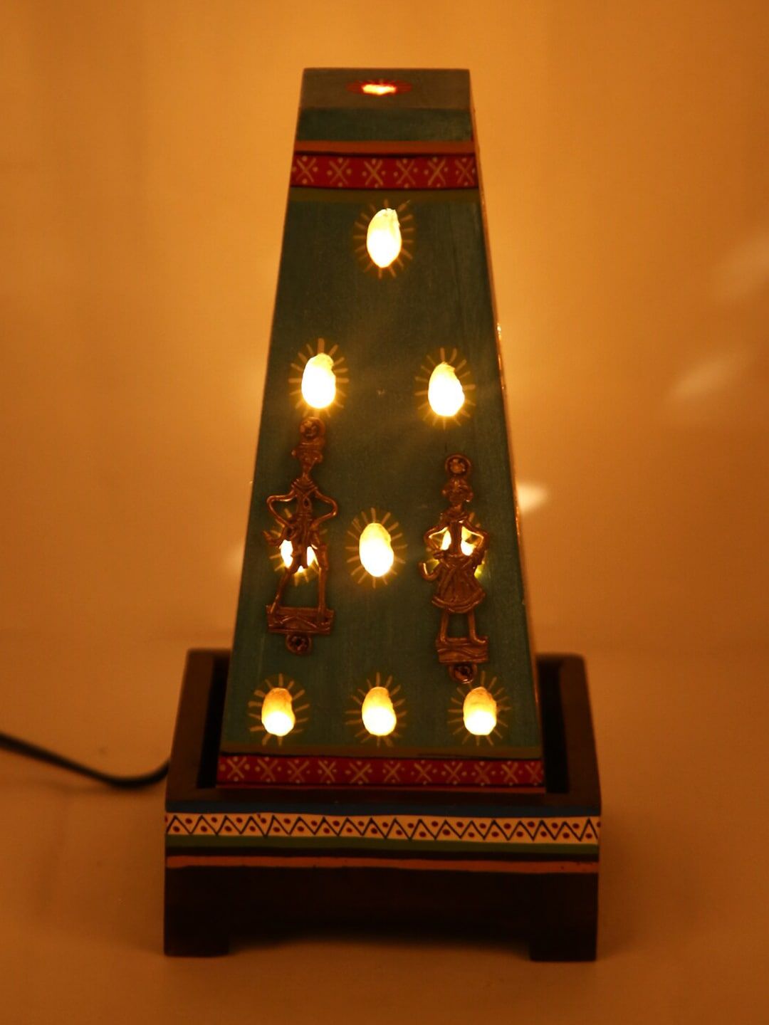 Aapno Rajasthan Blue & Green Printed Contemporary Table Lamp Price in India