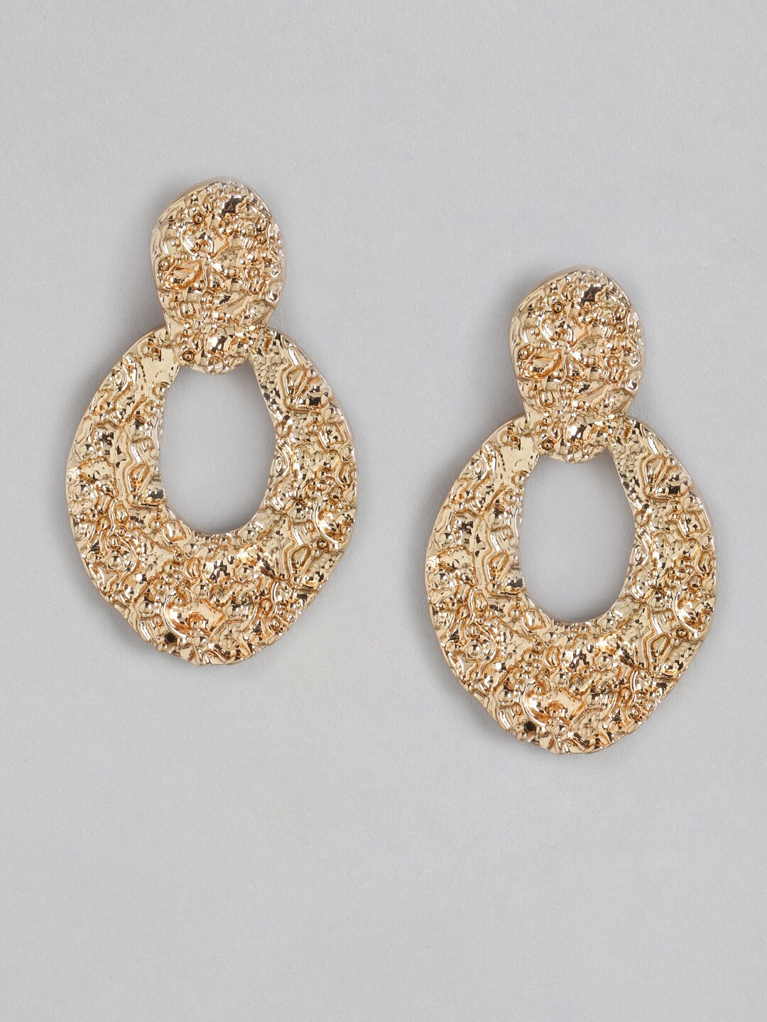 DressBerry Gold-Plated Oval Drop Earrings Price in India