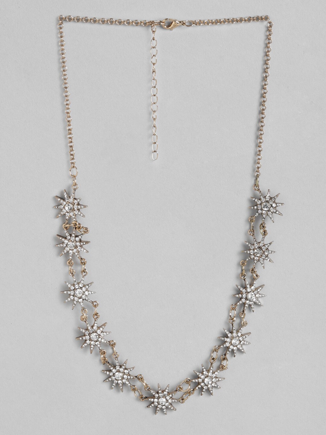 DressBerry Gold-Toned Floral Stone Studded Necklace Price in India
