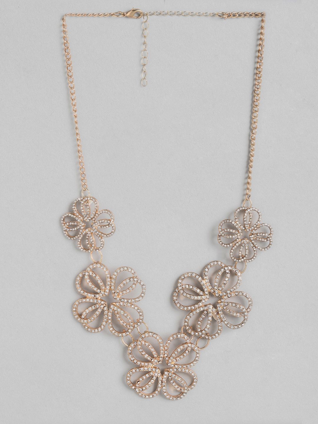 DressBerry Gold-Toned Stone-Studded Floral Statement Necklace Price in India