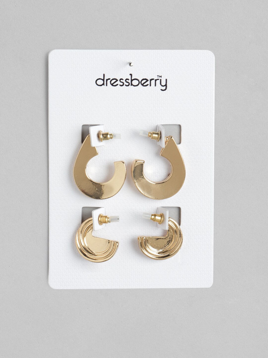 DressBerry Set of 2 Gold-Plated Half Hoop Earrings Price in India