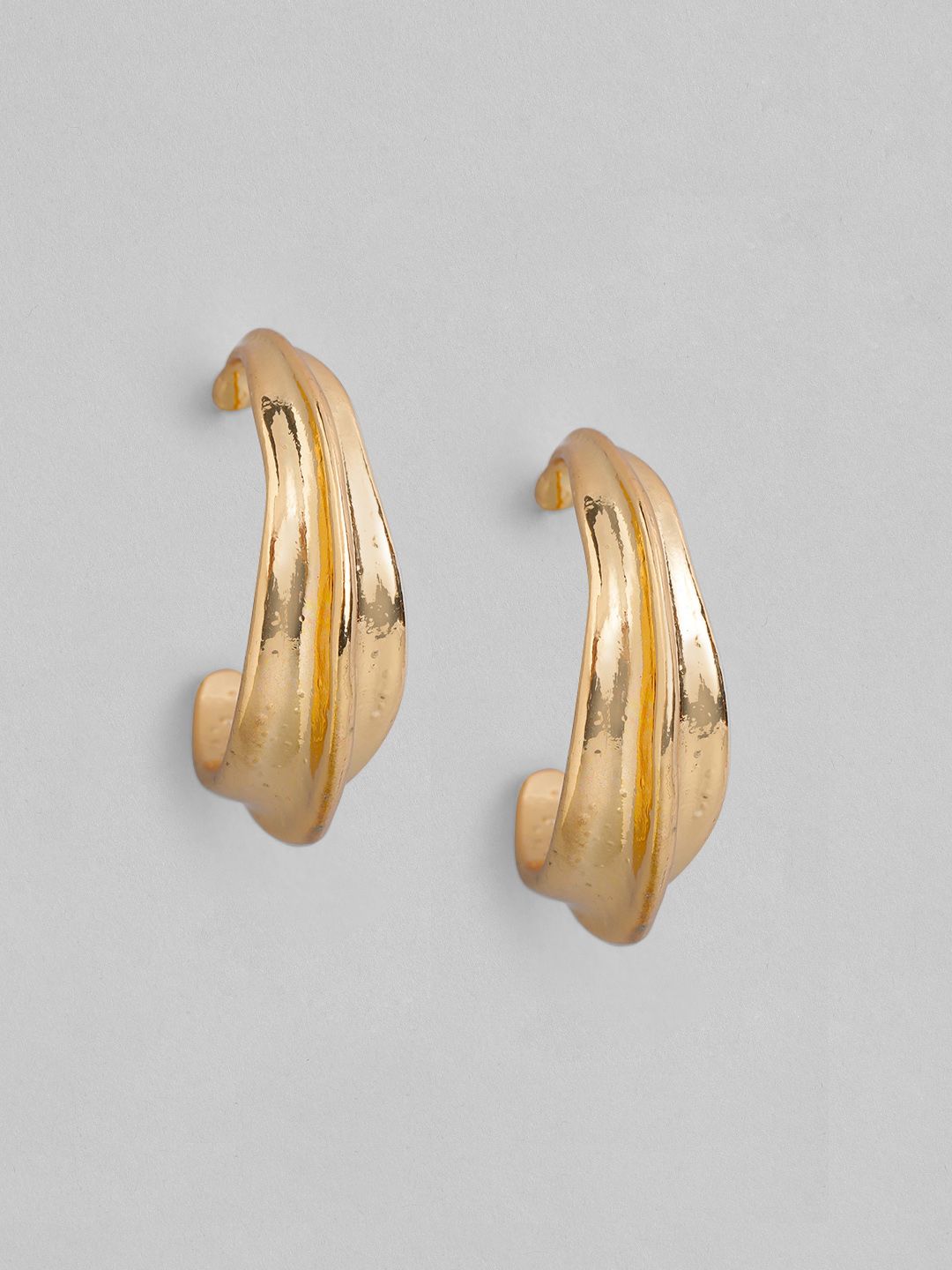 DressBerry Gold-Plated Crescent Shaped Half Hoop Earrings Price in India