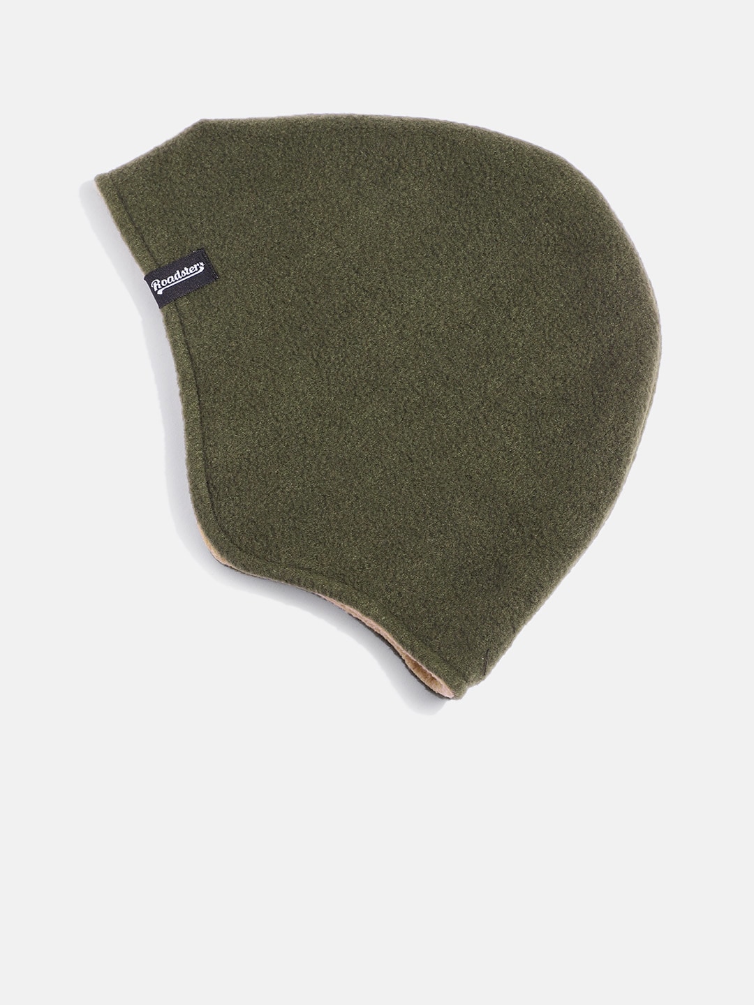 Roadster Unisex Olive Green & Beige Acrylic Reversible Beanie Price in India
