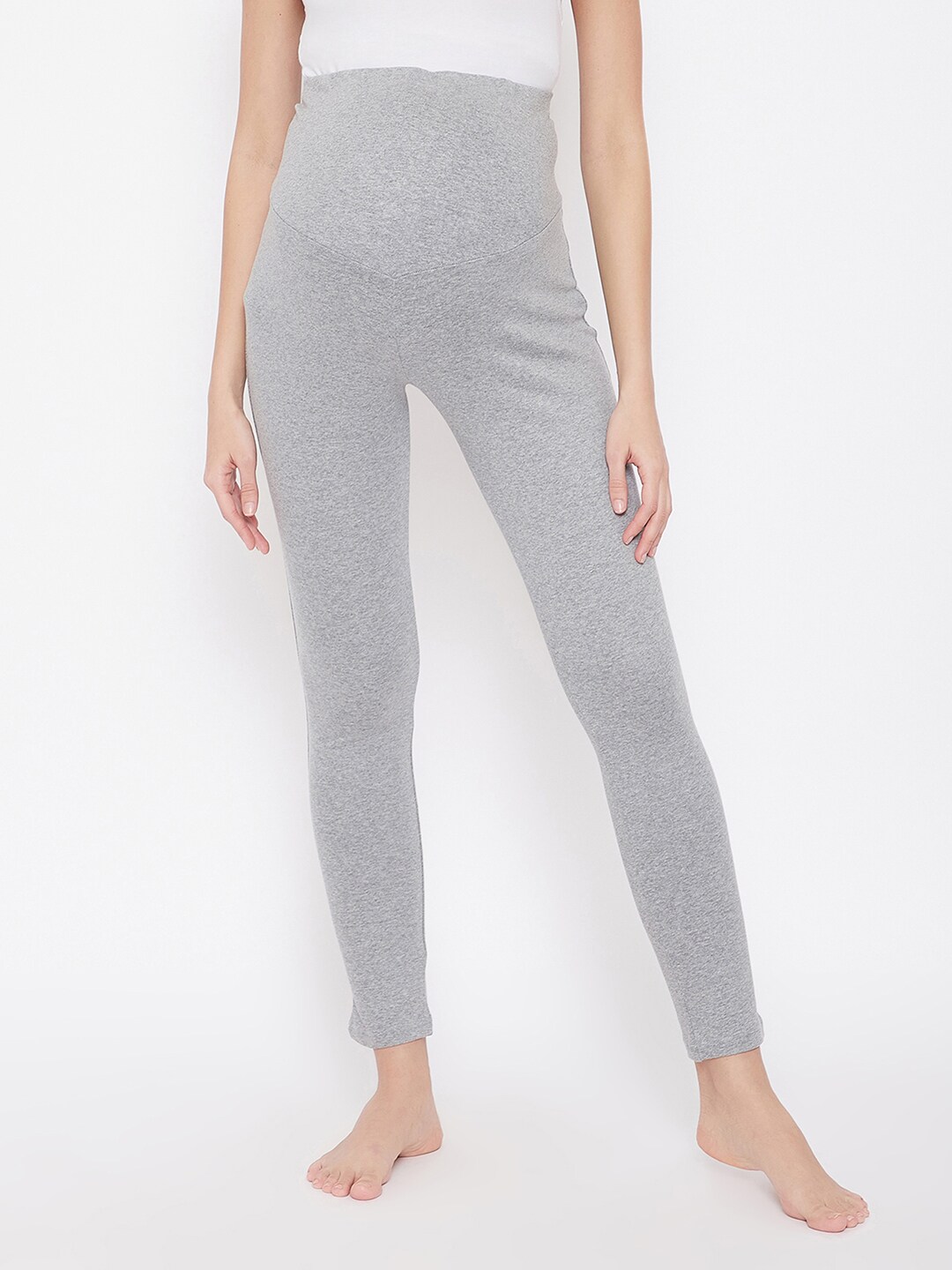 Clovia Women Grey Solid Maternity Cotton Lounge Pants Price in India