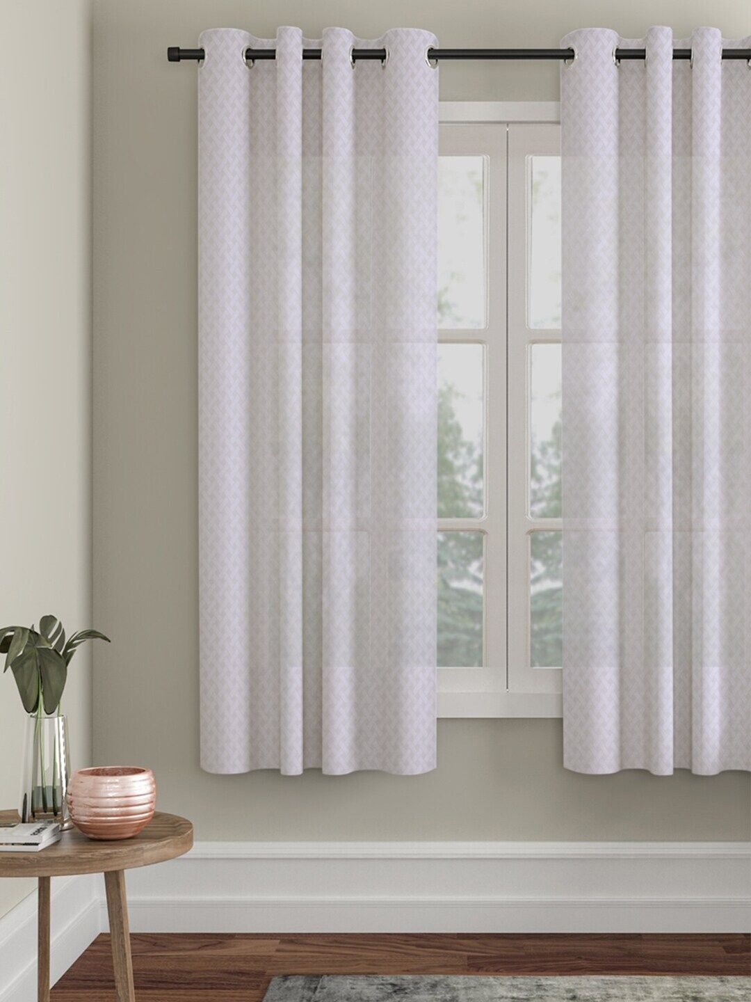 HOSTA HOMES White Geometric Window Curtain Price in India