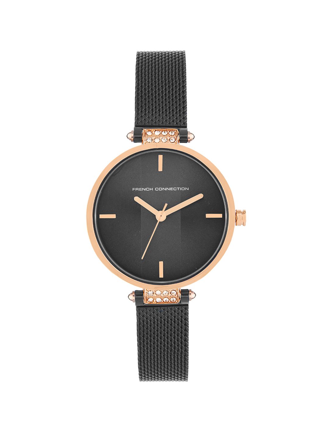 French Connection Women Black Dial & Black Stainless Steel Straps Analogue Watch FCN0004C Price in India