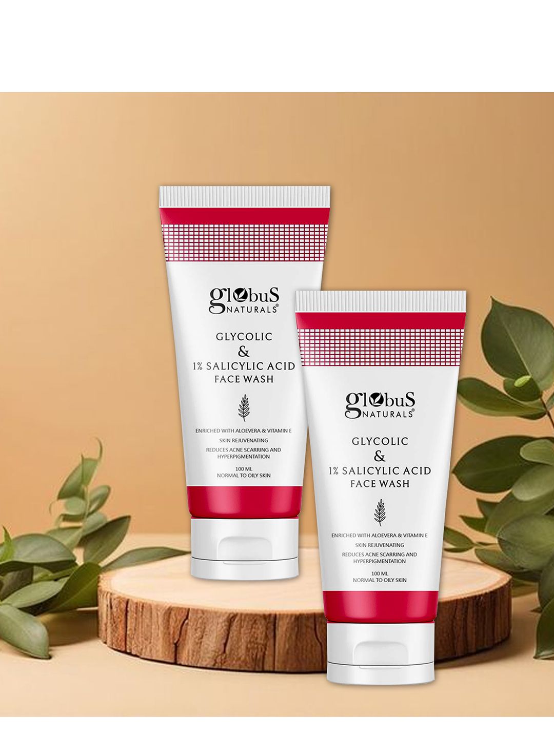Globus naturals Set of 2 Glycolic & Salicylic Acid Pimple Clear Face Wash 100 ml