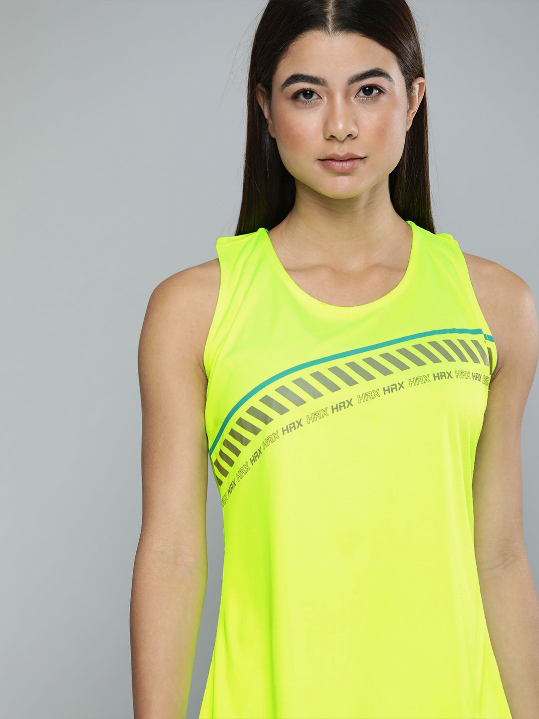 HRX By Hrithik Roshan Running Women Neon Lime Rapid-Dry colourblock Tshirts Price in India