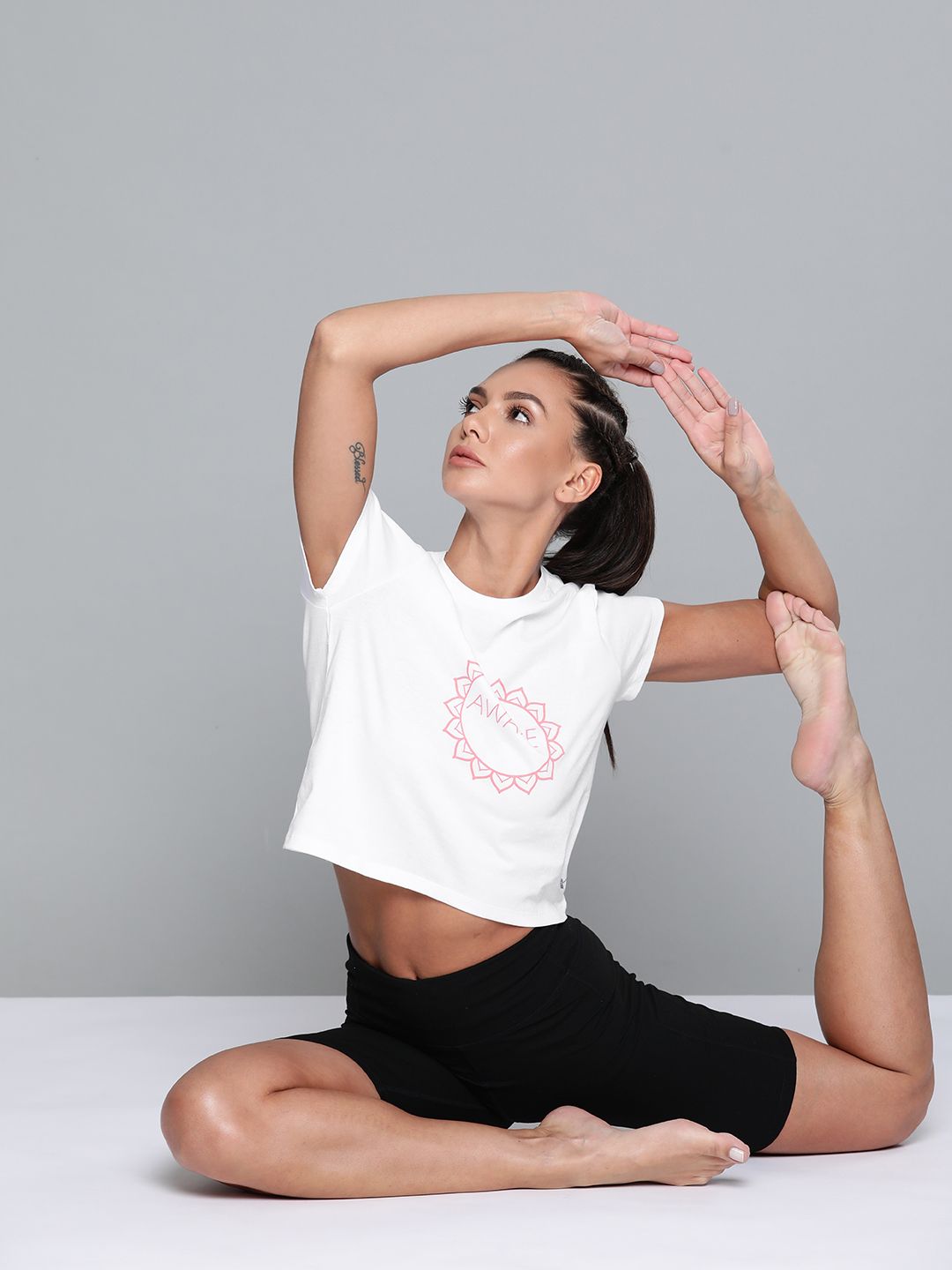 HRX By Hrithik Roshan Yoga Women Bright White Rapid-Dry Graphic Tshirts Price in India