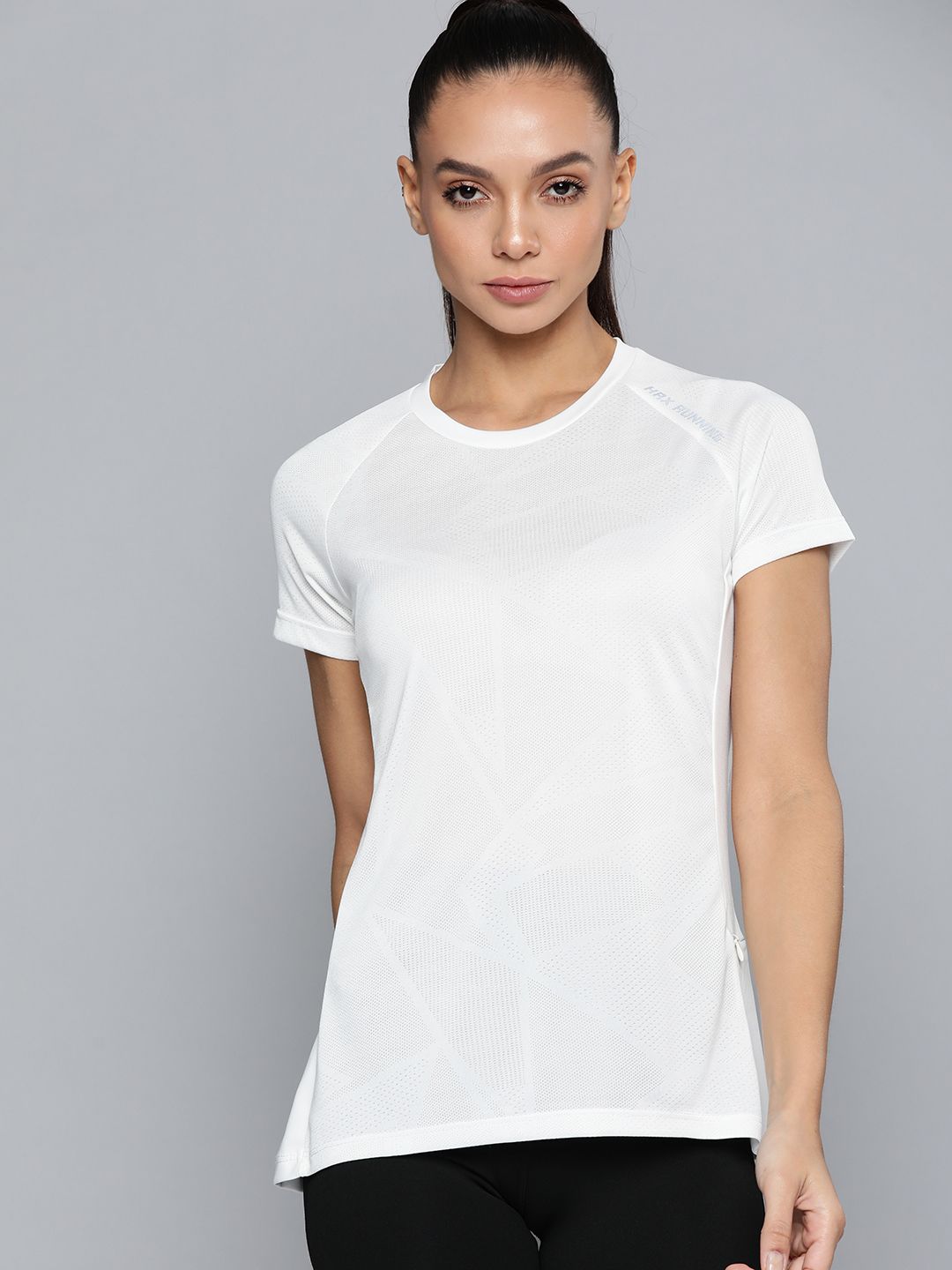 HRX By Hrithik Roshan Running Women Bright White Camouflage Tshirts Price in India