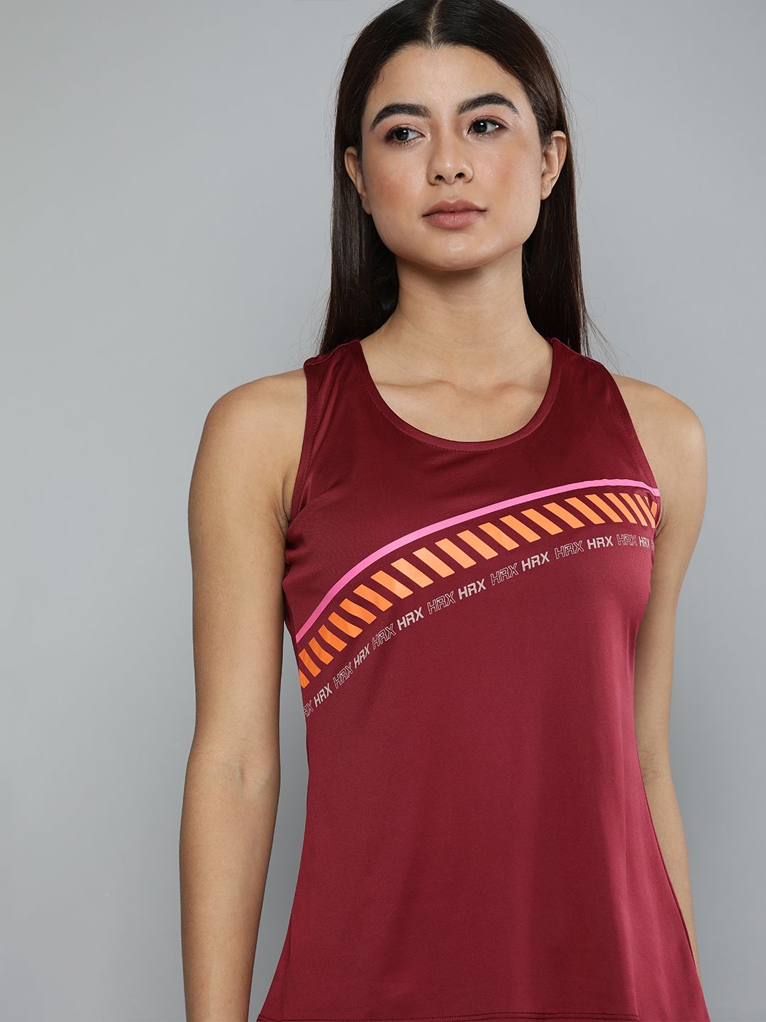 HRX By Hrithik Roshan Running Women Plum pie Rapid-Dry colourblock Tshirts Price in India