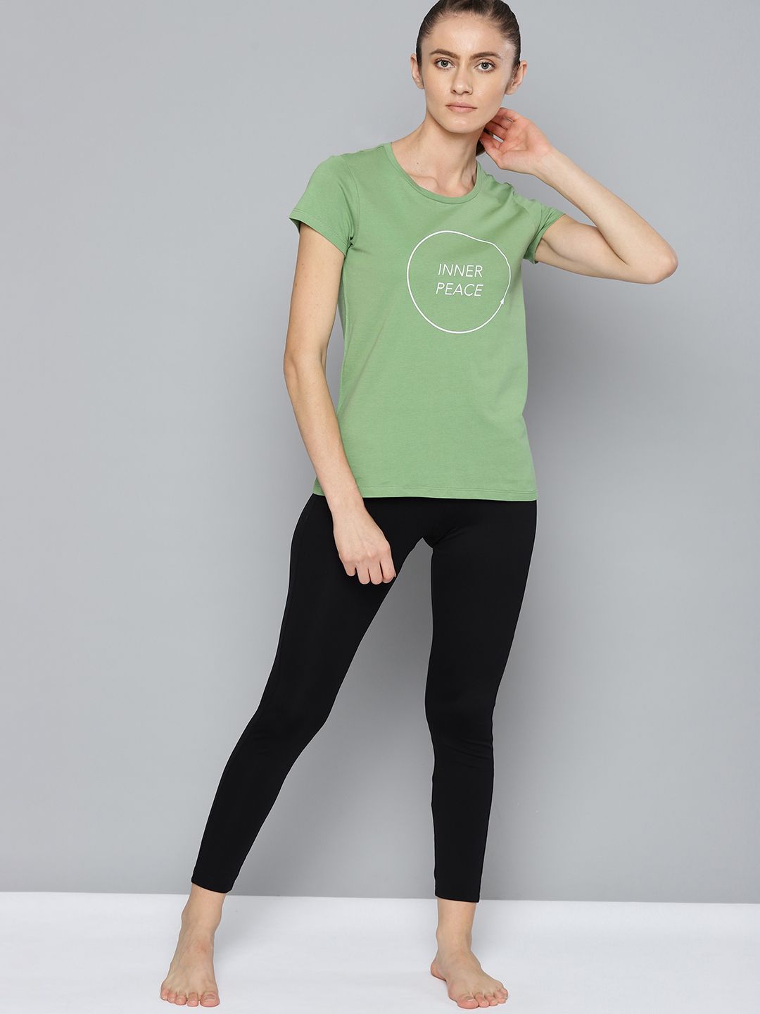 HRX By Hrithik Roshan Yoga Women Jade Organic Cotton Typography  Sustainable T-shirt Price in India