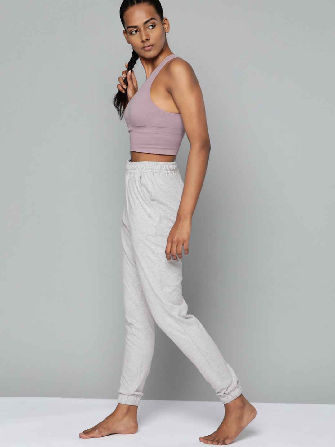 HRX By Hrithik Roshan Yoga Women Grey Melange Melange Melange Track Pants Price in India