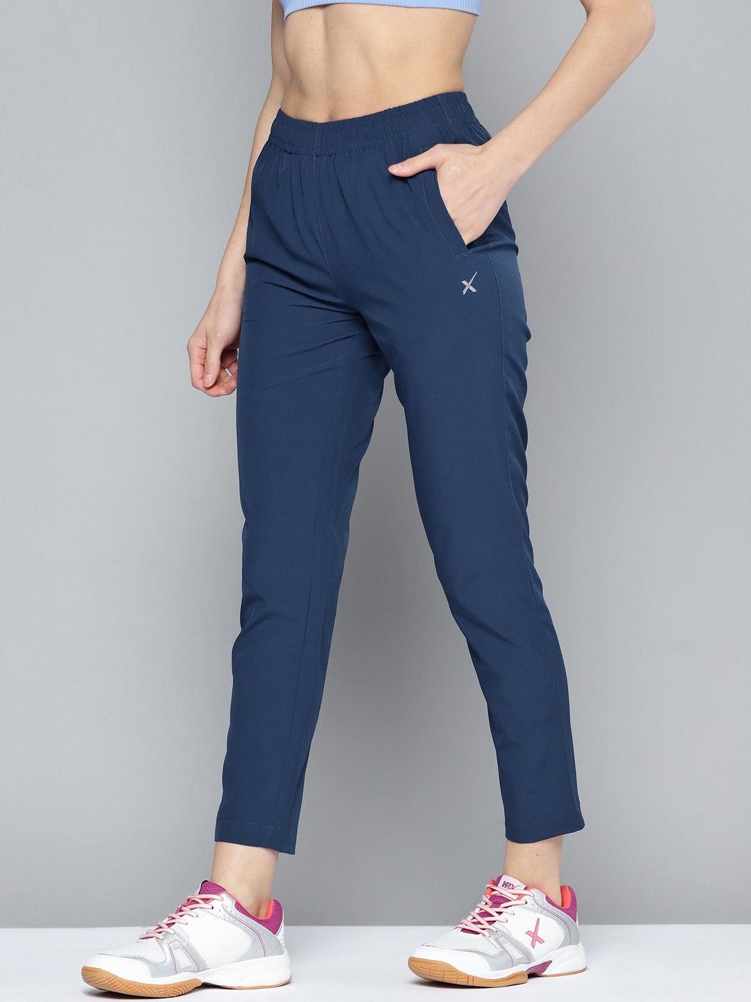 HRX By Hrithik Roshan Training Women Estate Blue Rapid-Dry Brand Carrier Track pants Price in India