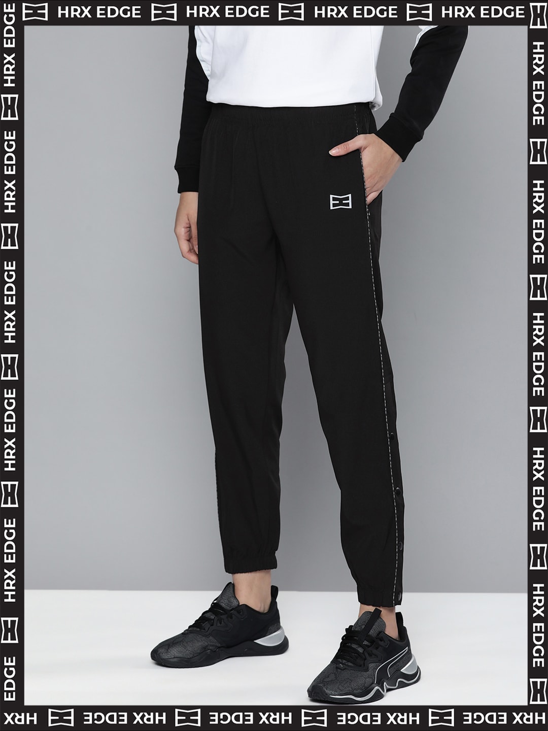 HRX By Hrithik Roshan EDGE Lifestyle Women Jet Black Rapid-Dry Solid Joggers Price in India