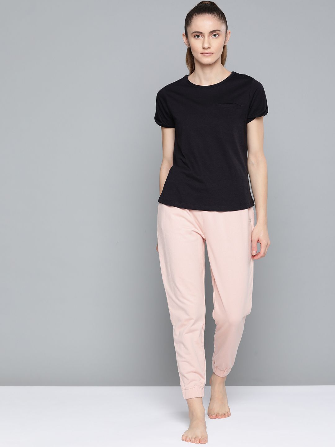 HRX By Hrithik Roshan Yoga Women Peach-Coloured Whip Organic Cotton Track pants Price in India