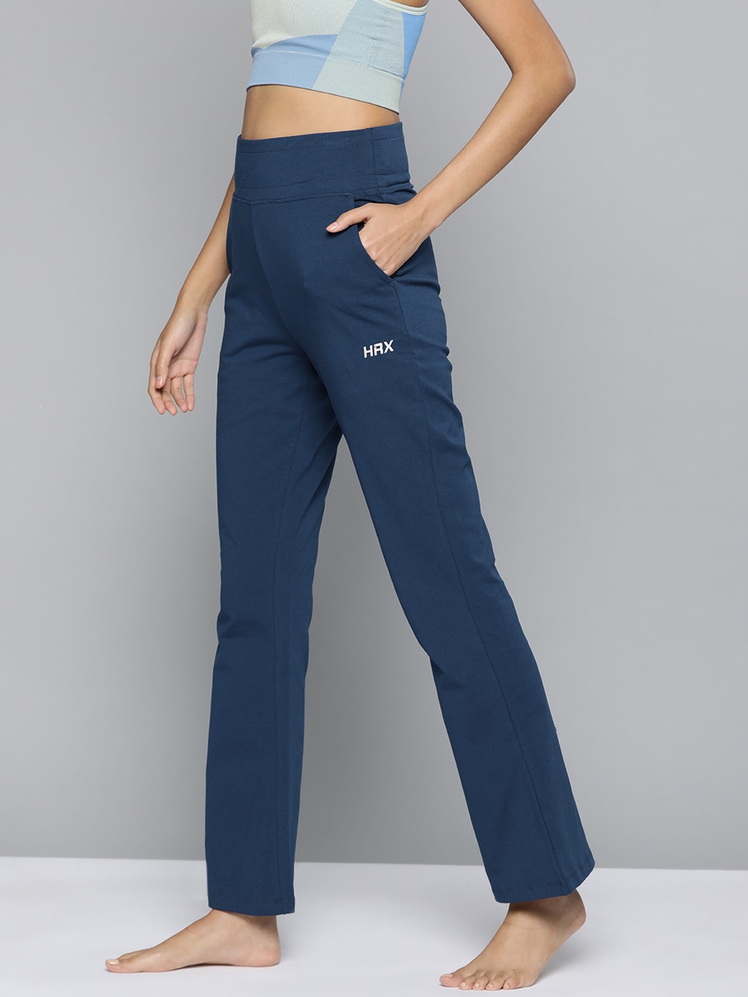 HRX By Hrithik Roshan Yoga Women Estate Blue Rapid-Dry Solid Track Pants Price in India