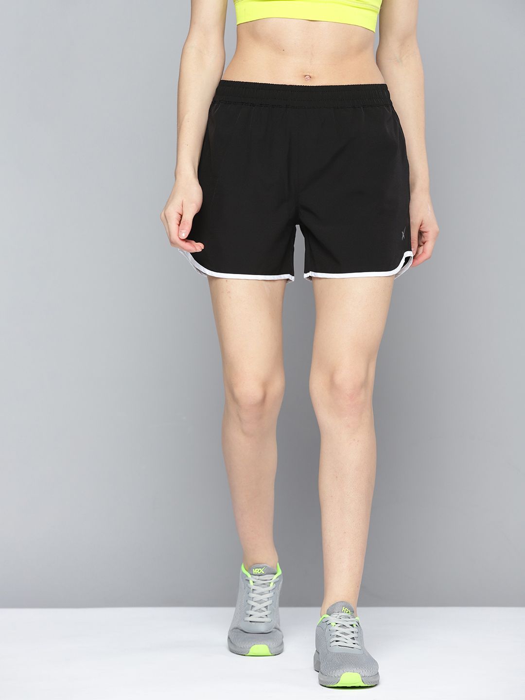 HRX By Hrithik Roshan Training Women Jet Black Rapid-Dry Brand Carrier Shorts Price in India