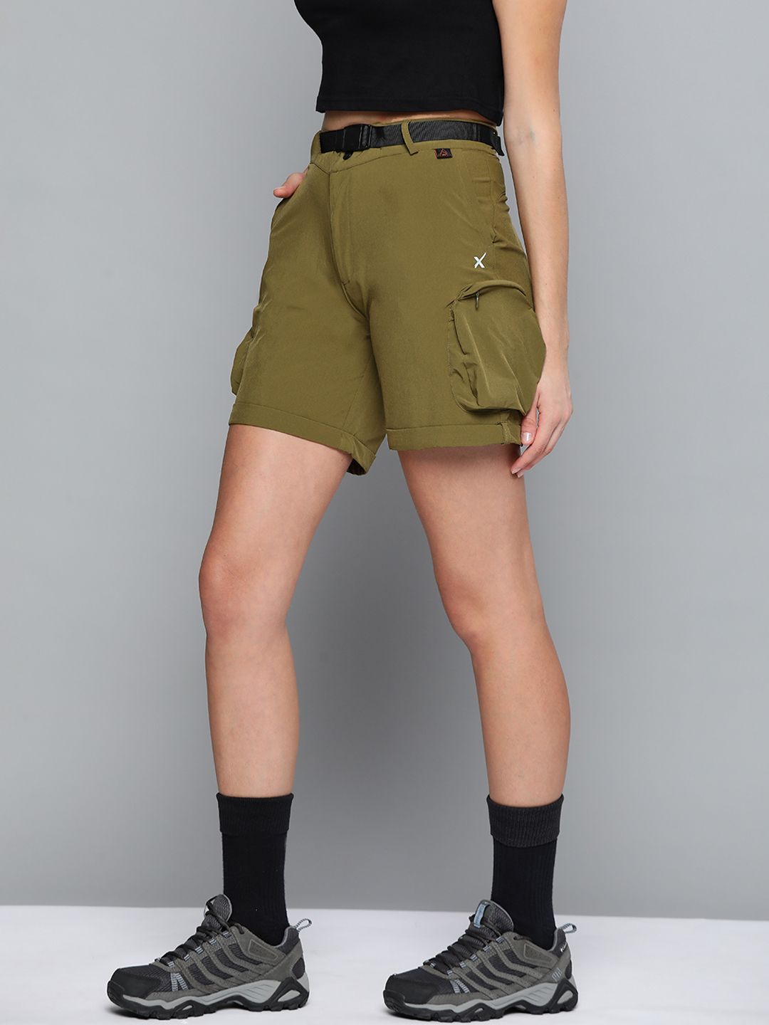 HRX By Hrithik Roshan Outdoor Women Uniform Green Rapid-Dry Solid Shorts Price in India