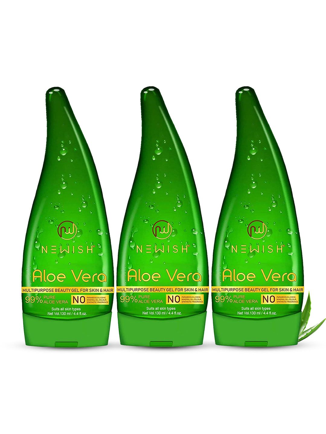 NEWISH Pack of 3 Pure Aloe Vera Gel 390 ml