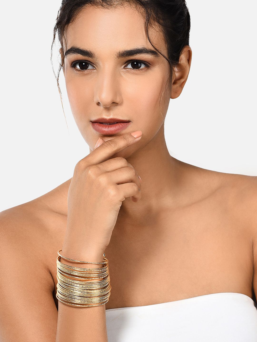 AMI Women Gold-Toned Gold-Plated Cuff Bracelet Price in India