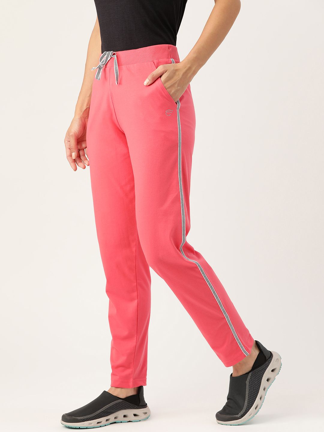 FEMEA Women Pink Solid Straight-Fit Track Pants Price in India