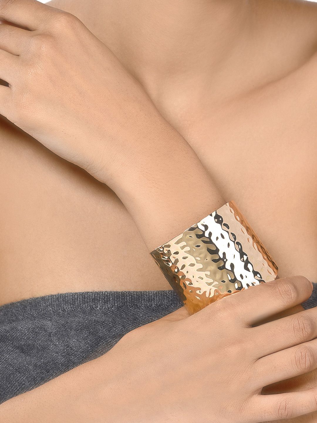 AMI Women Gold-Toned Gold-Plated Cuff Bracelet Price in India