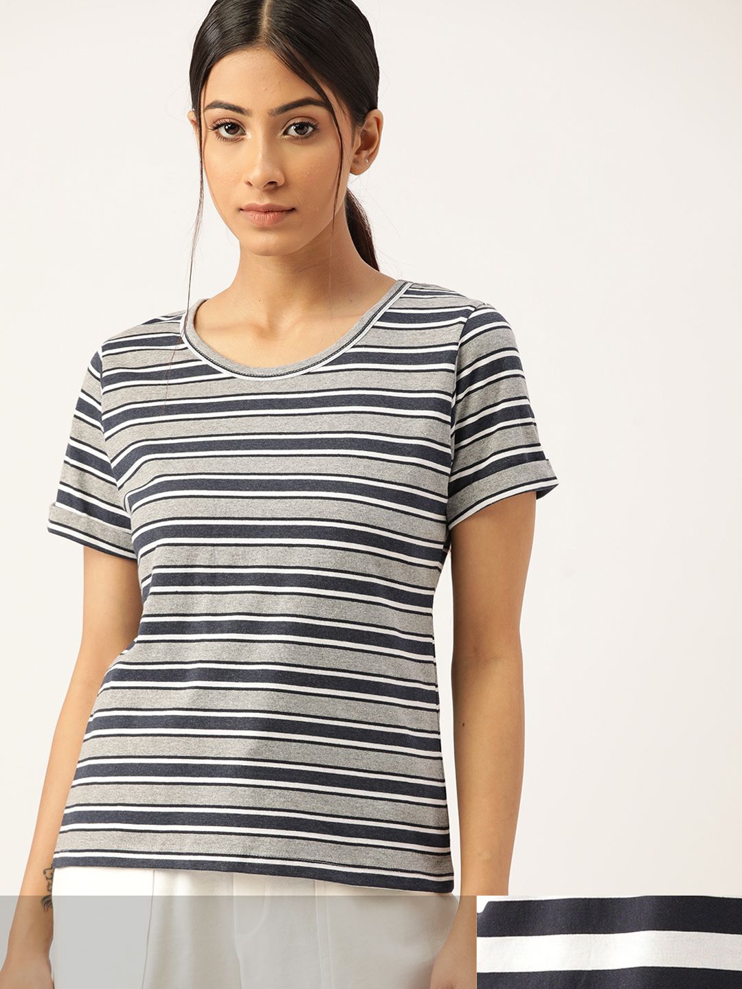 ETC Women Pack of 2 Striped Lounge T-shirts Price in India
