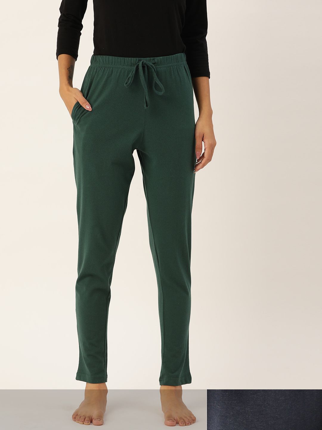 ETC Women Pack of 2 Solid Lounge Pants Price in India