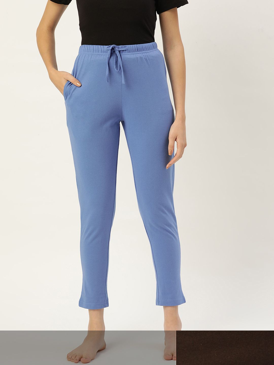 ETC Women Pack Of 2 Solid Lounge Pants Price in India