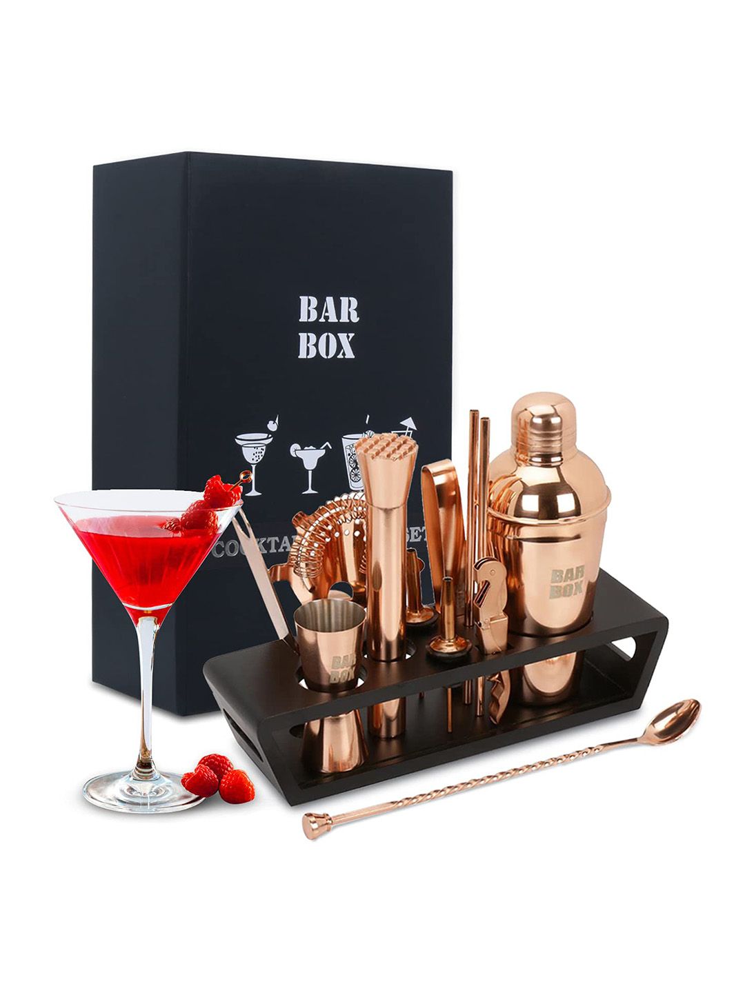BAR BOX Set Of 12 Rose-Gold Solid Bar Accessories Price in India