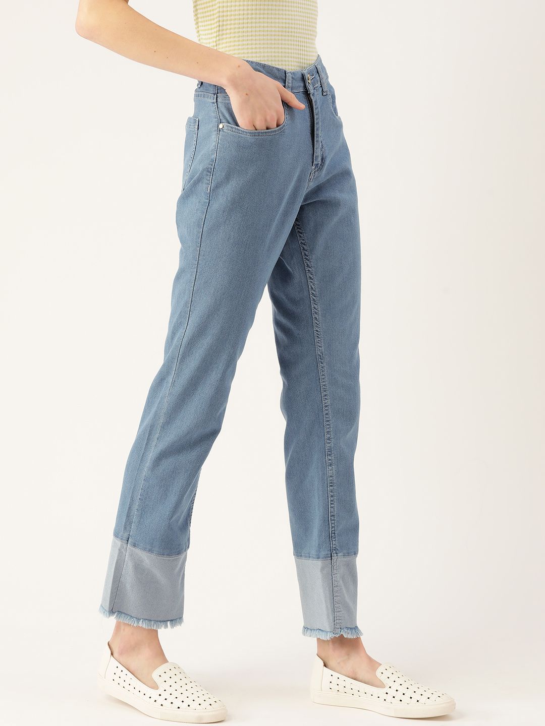 DressBerry Women Blue Straight Fit Stretchable Jeans Price in India