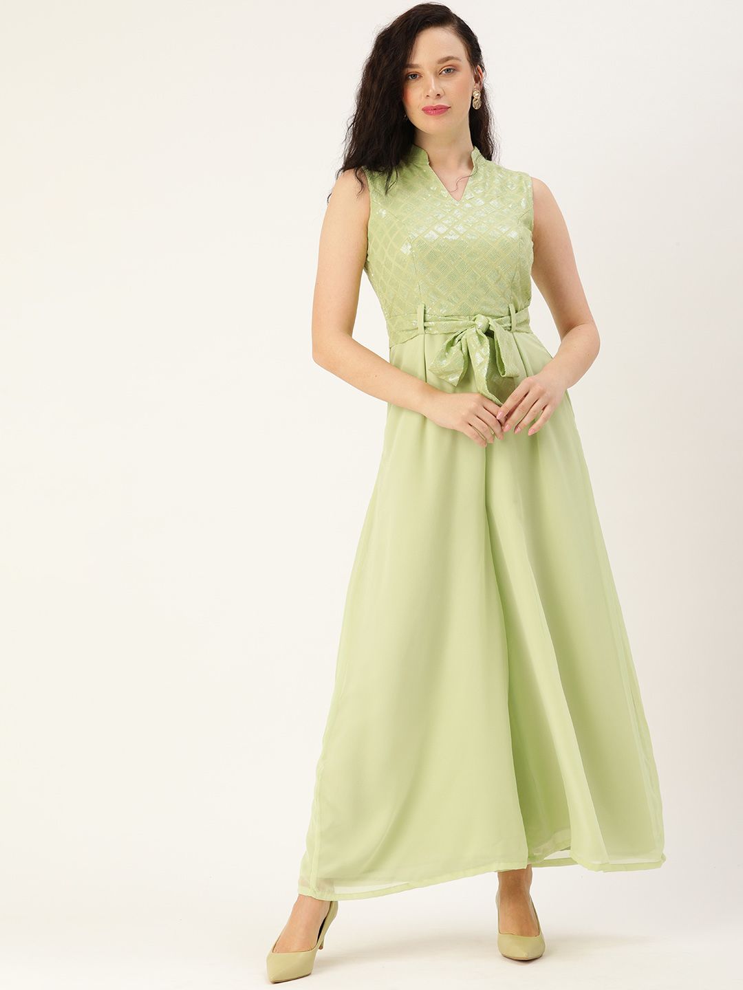 EthnoVogue Green Embellished Made To Measure Basic Jumpsuit Price in India