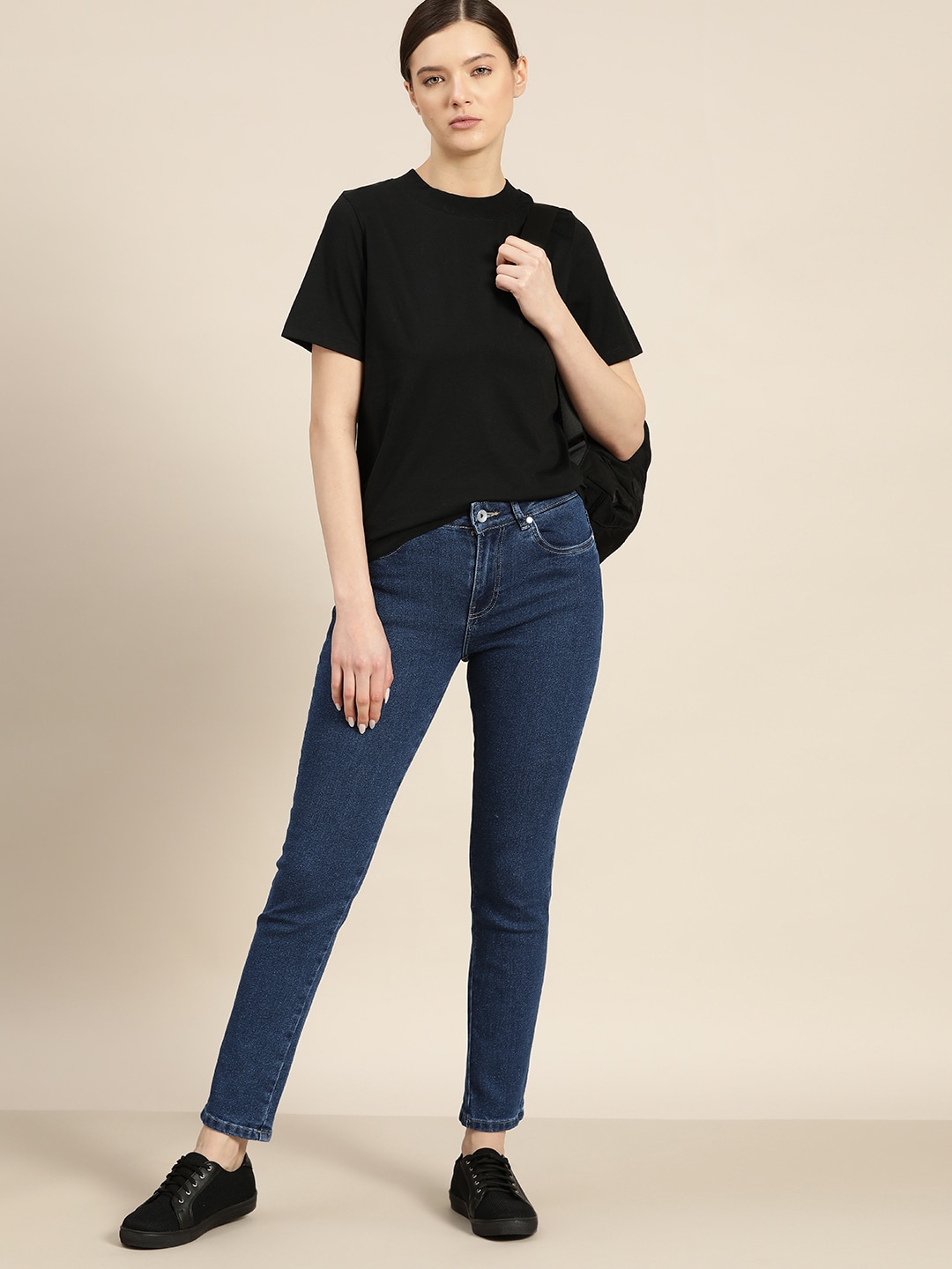 ether Women Navy Blue Slim Fit Stretchable Jeans Price in India