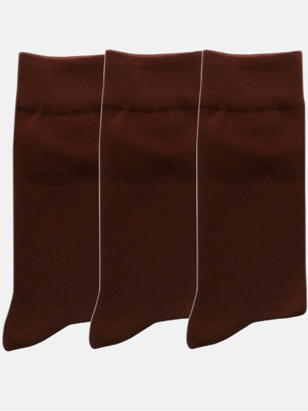 N2S NEXT2SKIN Men Pack Of 3 Brown Calf-Length Socks