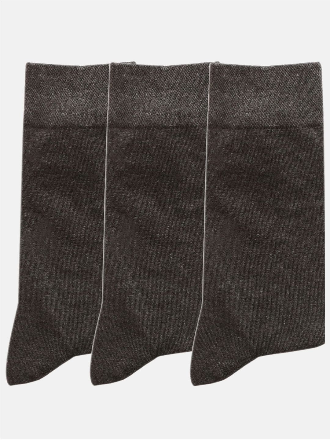 N2S NEXT2SKIN Men Pack Of 3 Charcoal Grey Solid Calf-Length Socks