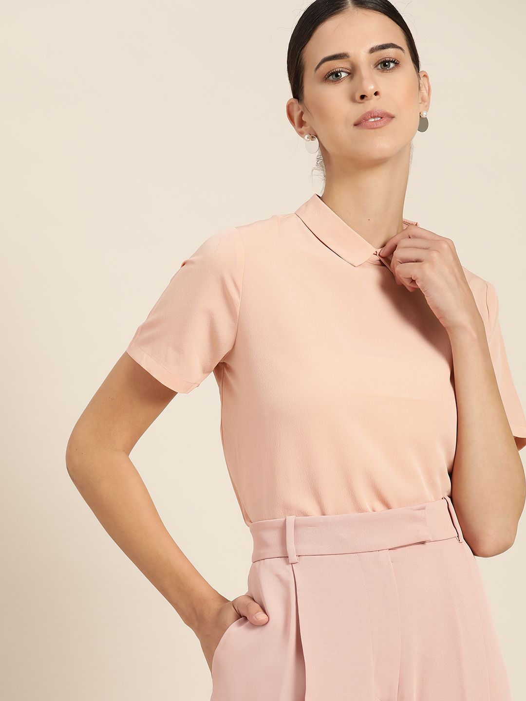her by invictus Women Pink Solid Styled Back Top