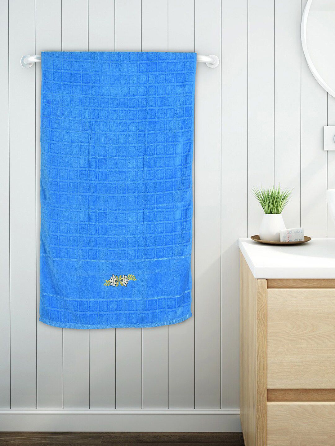 Kuber Industries Blue Solid 400 GSM Soft Cotton Bath Towel Price in India