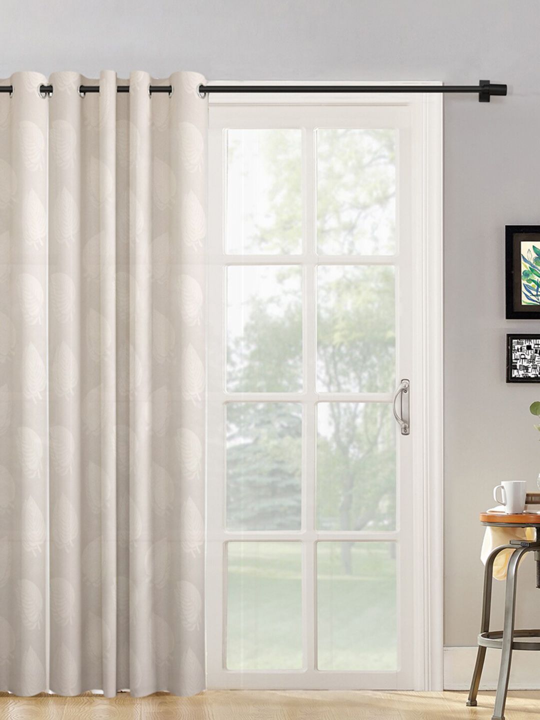 HOSTA HOMES Cream-Coloured Long Door Curtain Price in India