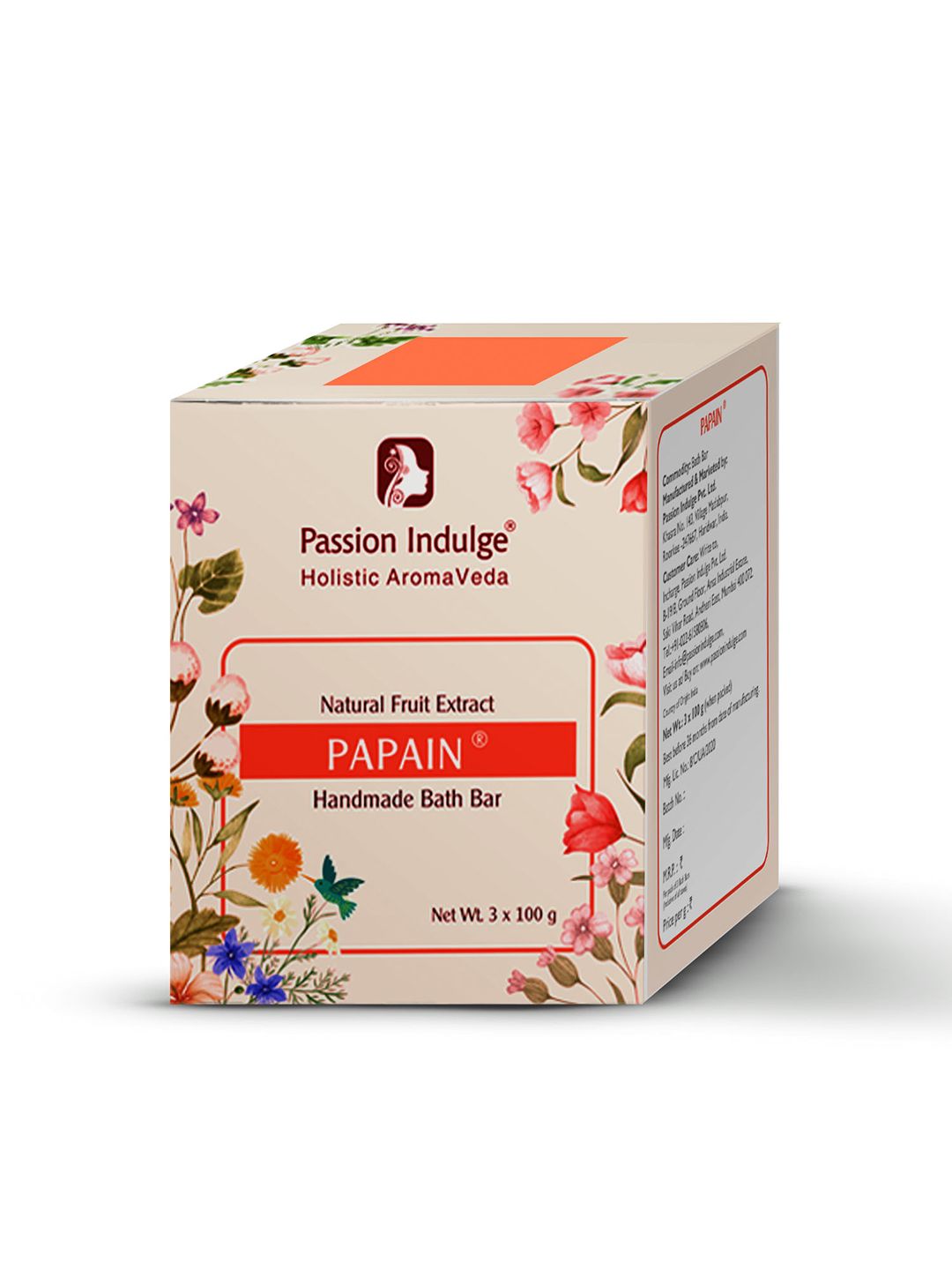 Passion Indulge Pack of 3 Natural Handmade Papain Bath Bar Soaps